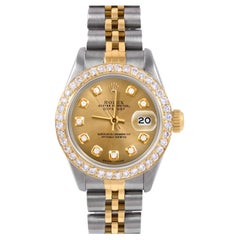 Rolex Lady TT Datejust Champagne Diamond Dial Diamond Bezel Jubilee Watch