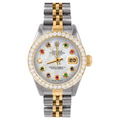 Vintage Rolex Lady TT Datejust MOP Rainbow Diamond Dial Diamond Bezel Jubilee Watch
