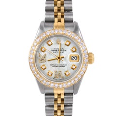 Rolex Lady TT Datejust MOP Roman Diamond Dial Diamond Bezel Jubilee Band Watch