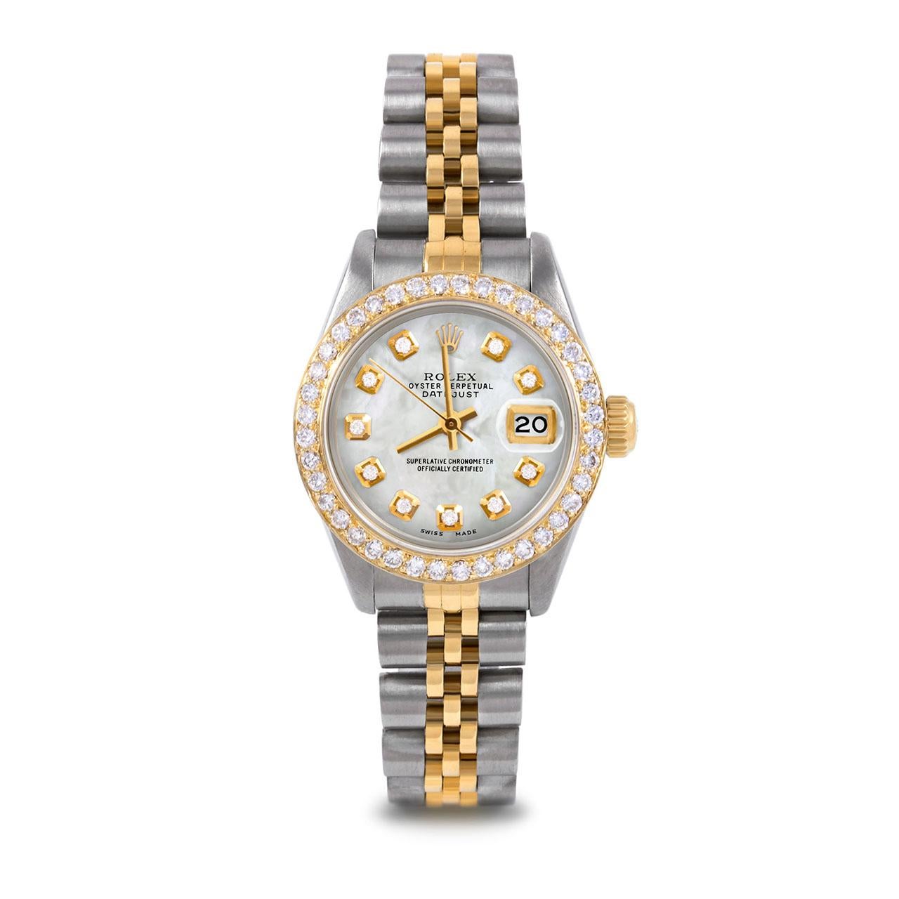Perle Rolex Montre Datejust Lady TT avec cadran en nacre, diamants et lunette en diamants, pour femmes en vente