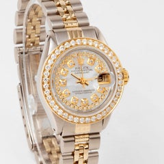 Rolex Lady TT Datejust Mother of Pearl String Diamond Dial Diamond Bezel Watch