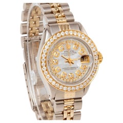 Vintage Rolex Lady TT Datejust Mother of Pearl String Diamond Dial Diamond Bezel Watch