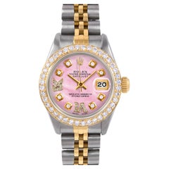 Rolex Lady TT Datejust Rosa MOP römische Diamant-Zifferblatt Diamant-Lünette Jubiläumsuhr