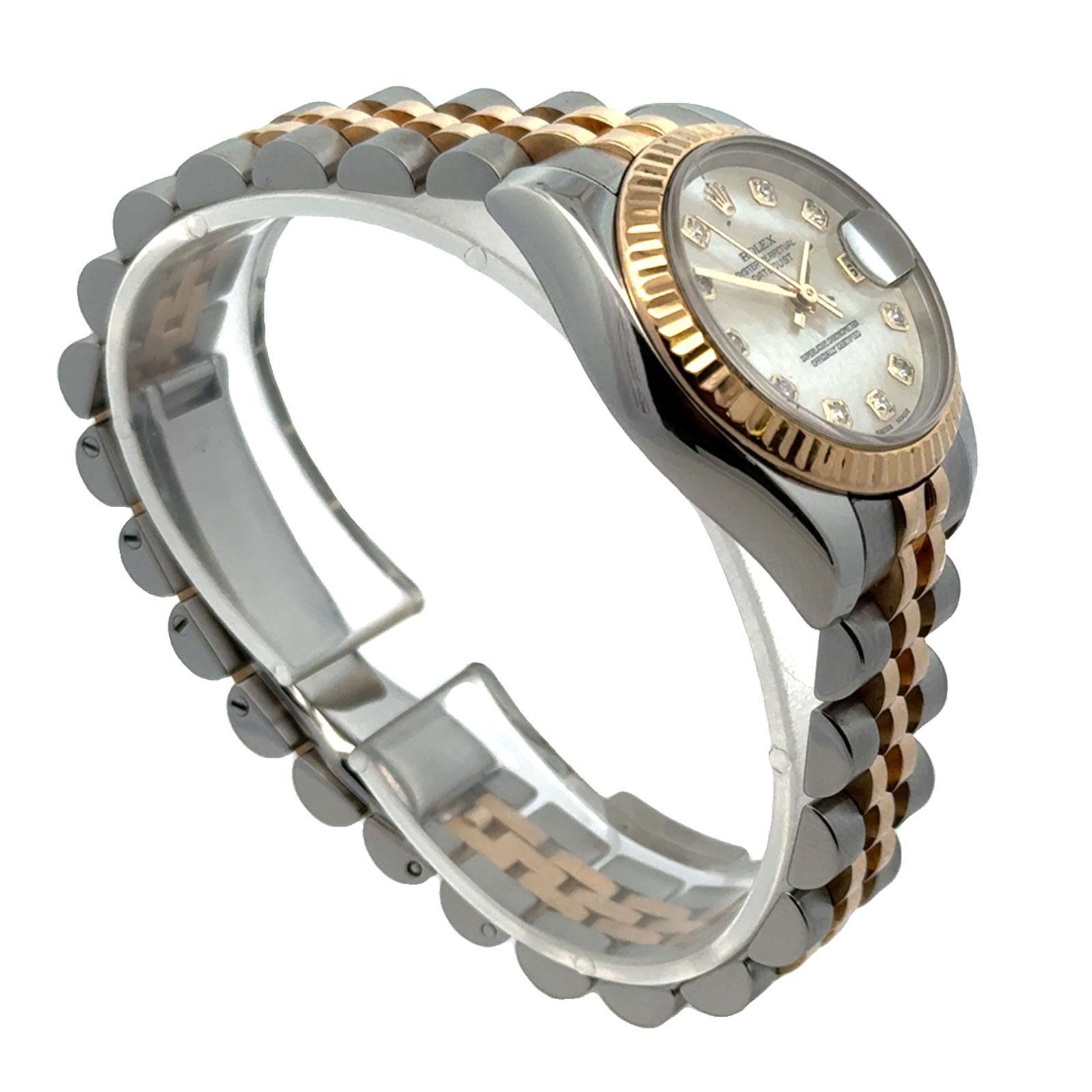 Moderne Rolex Ladys 26mm Datejust 179173 Mother Of Pearl Diamond Dial Two-Tone Modern