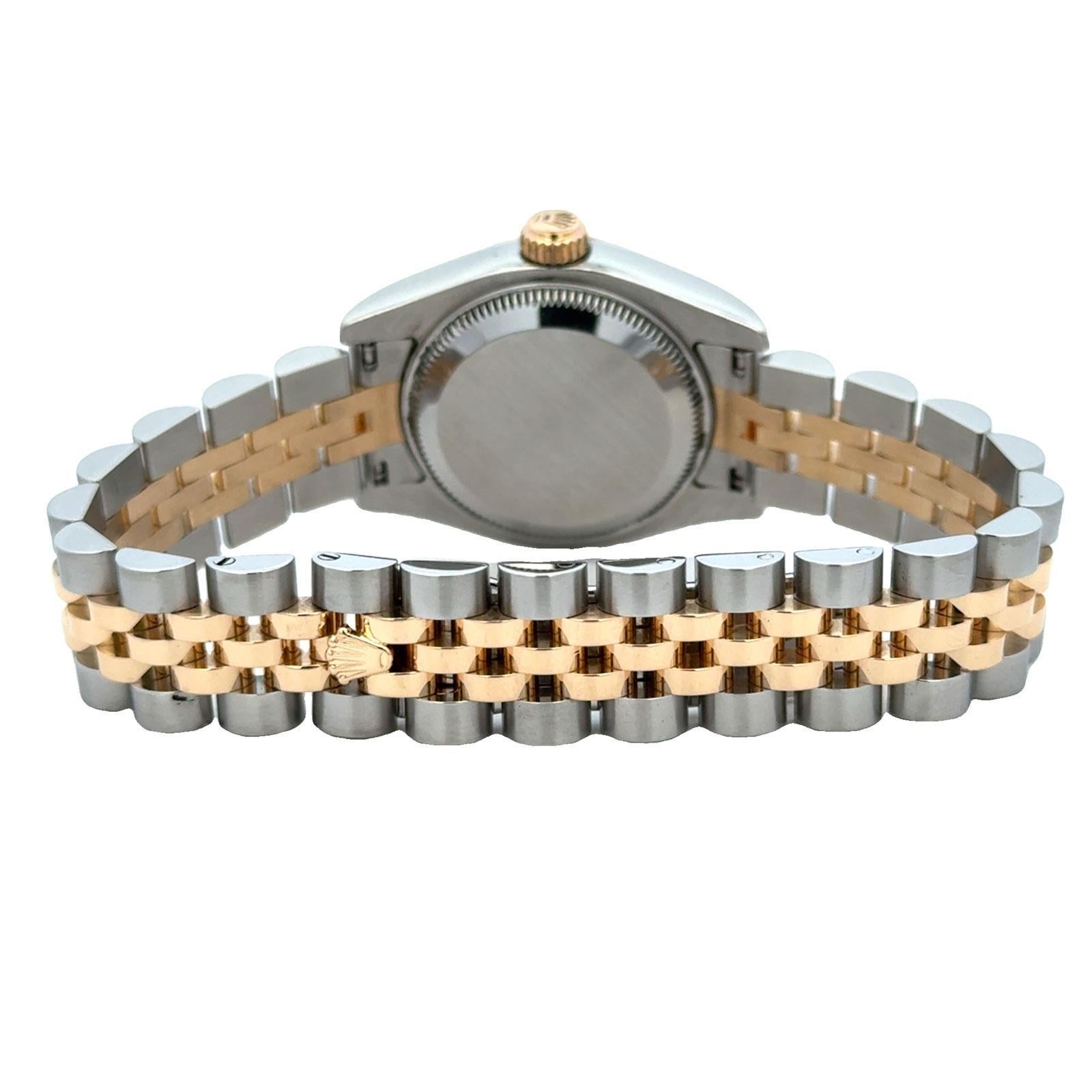 Rolex Ladys 26mm Datejust 179173 Mother Of Pearl Diamond Dial Two-Tone Modern Excellent état à Boca Raton, FL