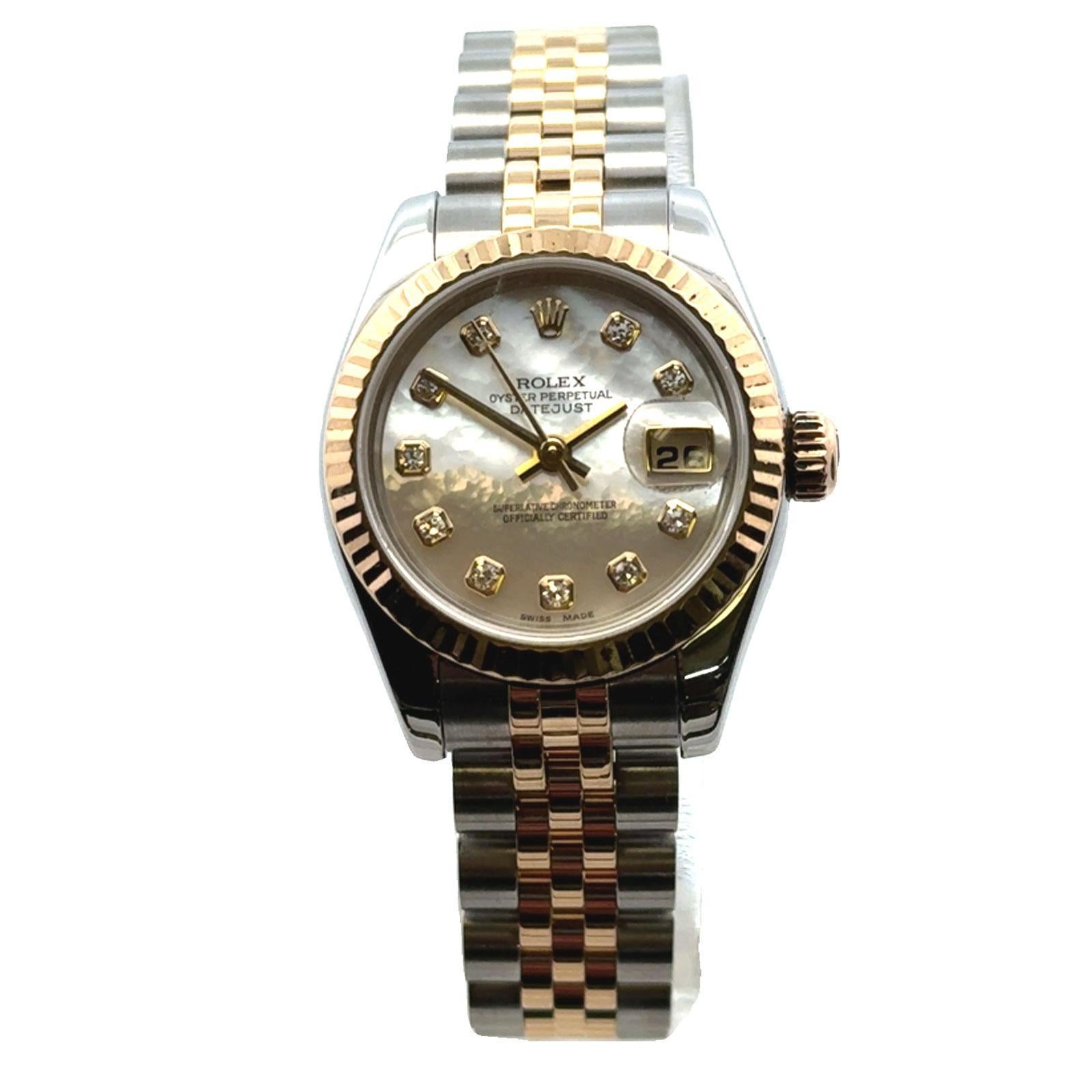 Rolex Ladys 26mm Datejust 179173 Mother Of Pearl Diamond Dial Two-Tone Modern 1