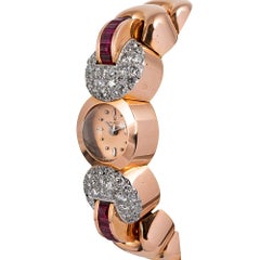 Rolex Lady’s Retro Diamond and Ruby Bracelet Watch