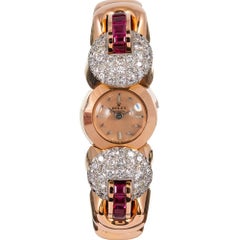 Rolex Lady’s Vintage Diamond and Ruby Bracelet Watch