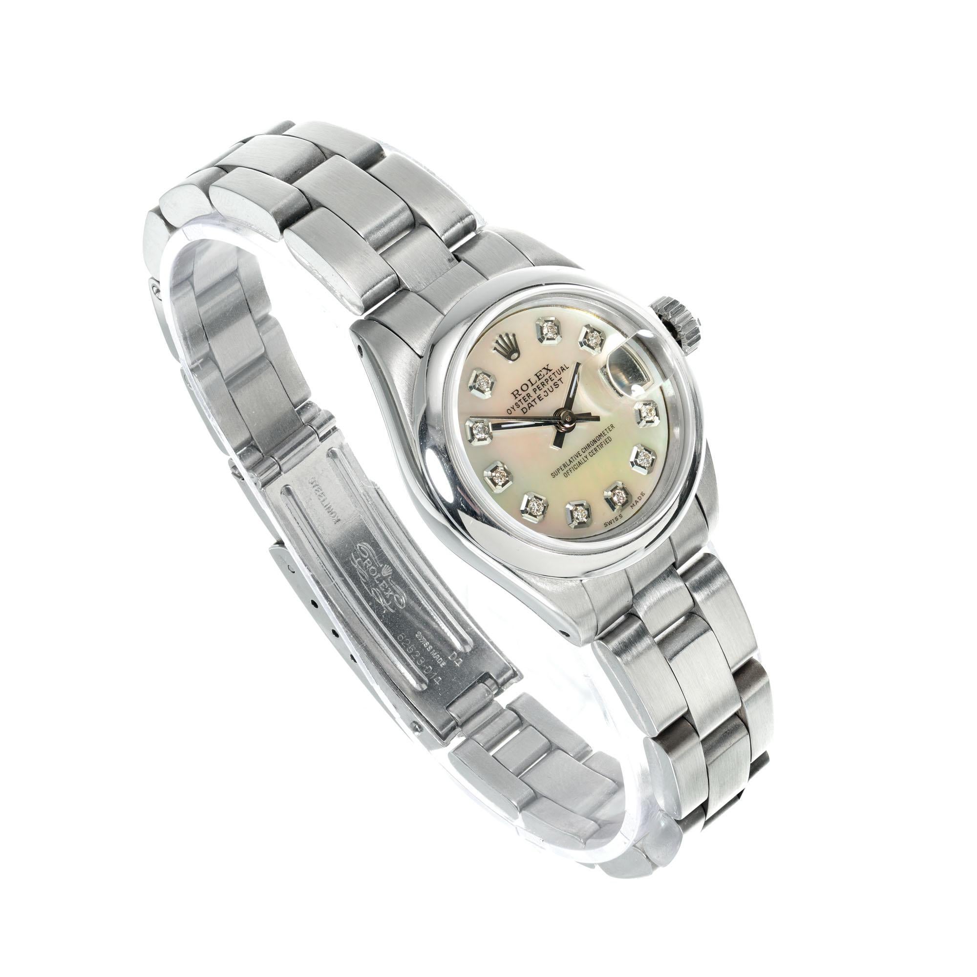 Rolex Lady's Steel Datejust Oyster Band Wristwatch Ref 69173 In Good Condition In Stamford, CT
