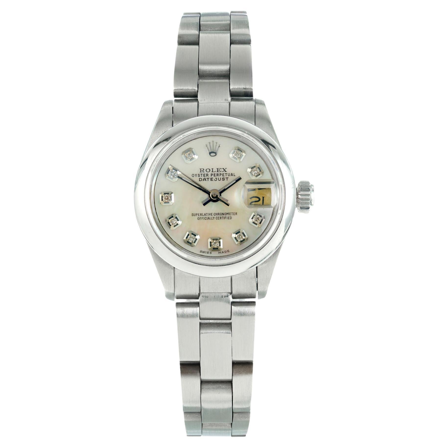 Rolex Lady's Steel Datejust Oyster Band Wristwatch Ref 69173