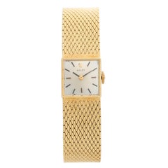 Vintage Rolex Lady's Yellow Gold Square Mesh Bracelet Wristwatch 