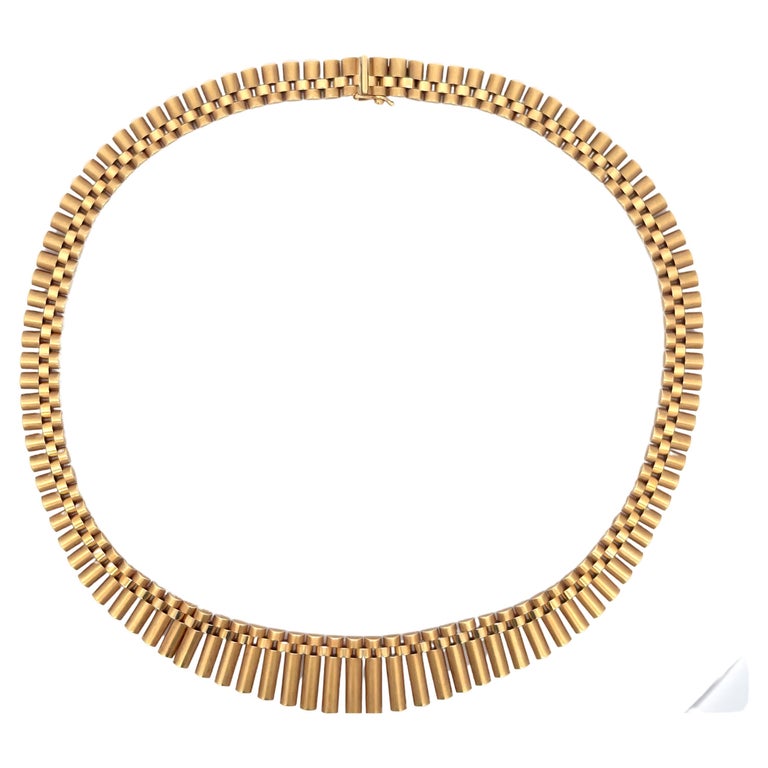 Rolex Link Brushed Satin Finish Choker Collar Necklace in 14k Yellow Gold  For Sale at 1stDibs | rolex chain, rolex necklace, collar rolex