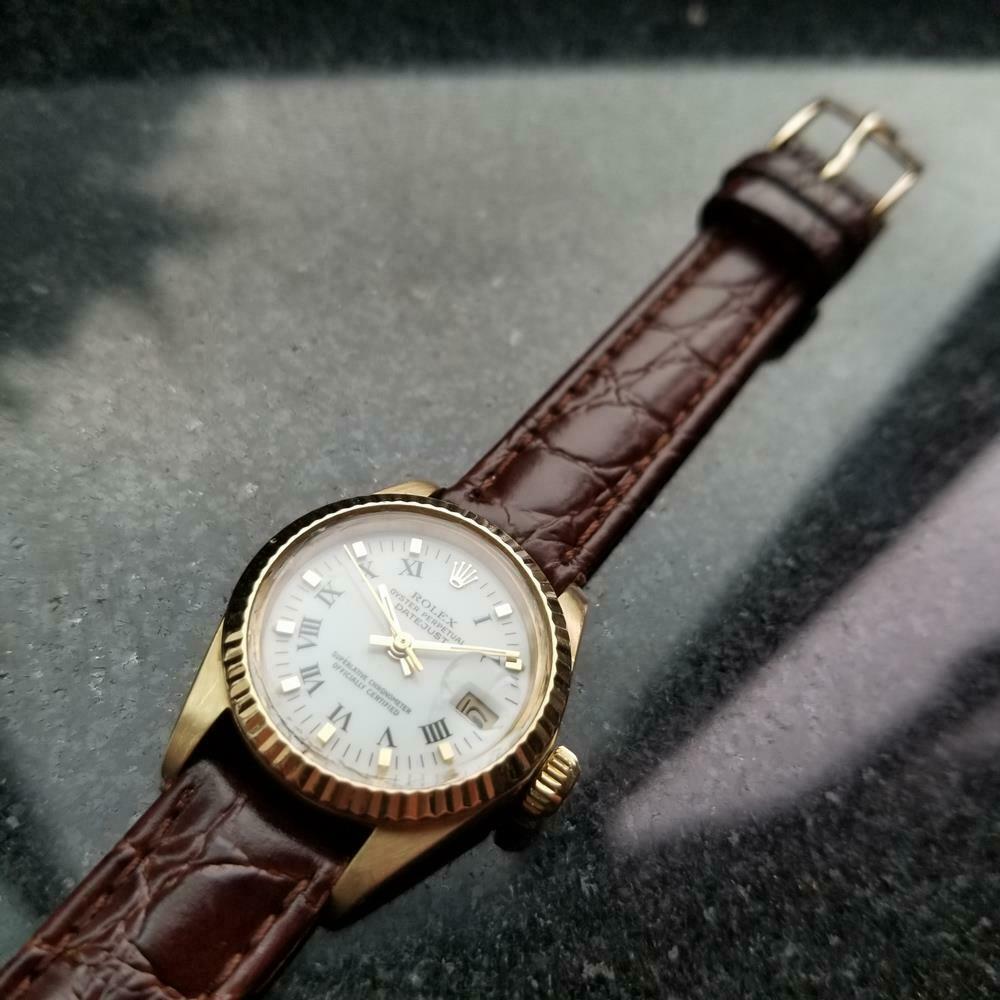 Rolex Luxurious Ladies 18k Solid Gold Datejust Ref.6917, c.1980s Swiss LV928BRN In Excellent Condition In Beverly Hills, CA