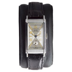 Rolex Marconi Steel Extra Prima Art Deco Watch with Two Silvered Dial