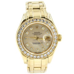 Rolex Ladies yellow gold Diamond Mother-of-Pearl automatic Wristwatch Ref 69298