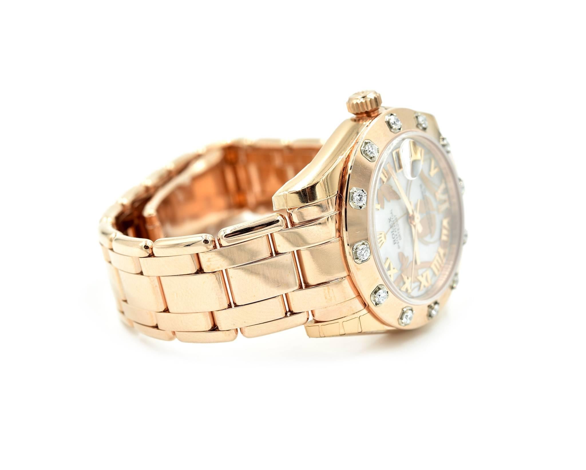 Women's Rolex Rose Gold Diamond Masterpiece Midsize automatic Wristwatch Ref 81315