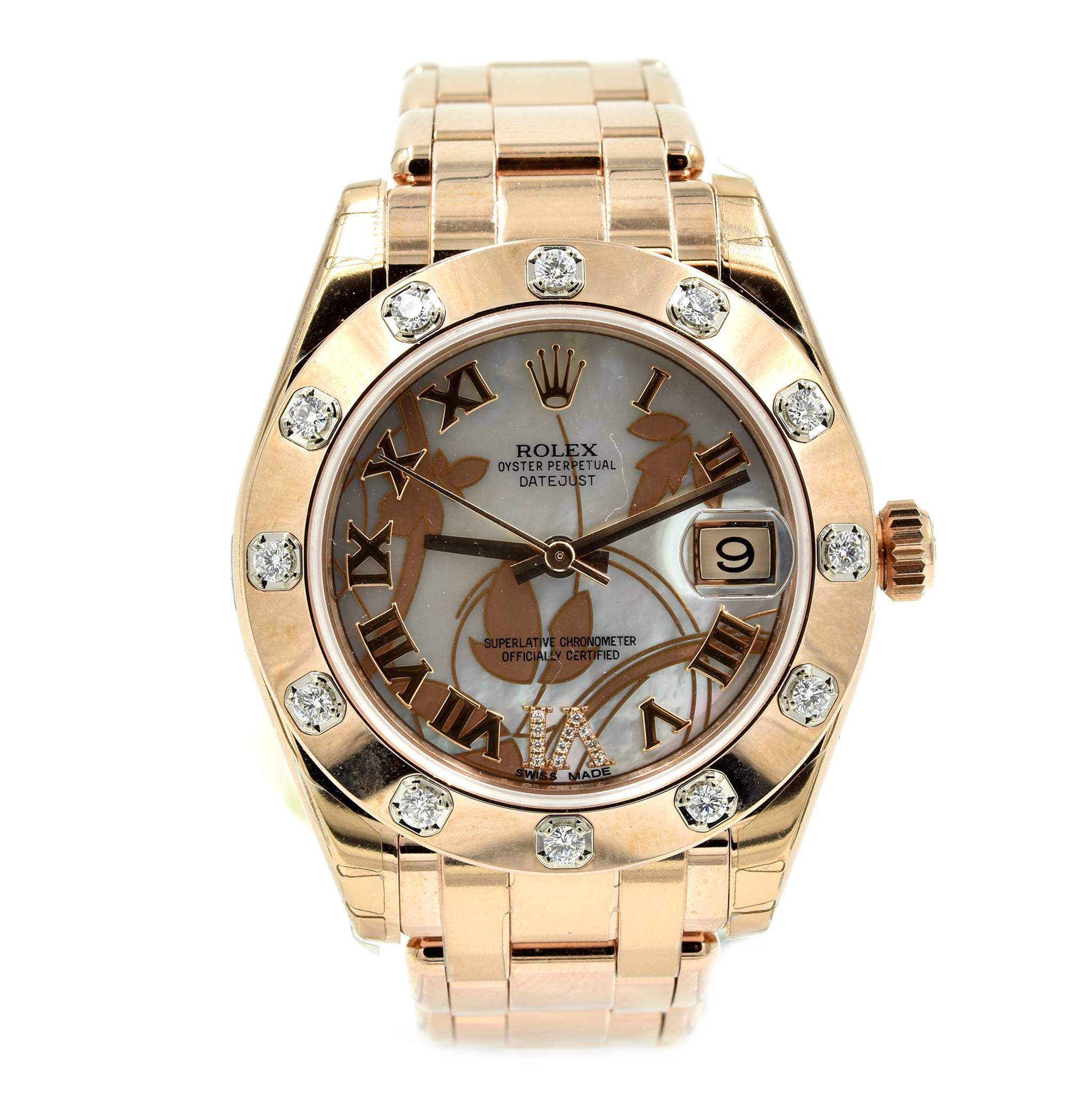 Rolex Rose Gold Diamond Masterpiece Midsize automatic Wristwatch Ref 81315