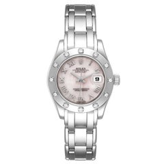 Rolex Masterpiece Pearlmaster Montre pour femme en or blanc avec cadran MOP et diamants 80319