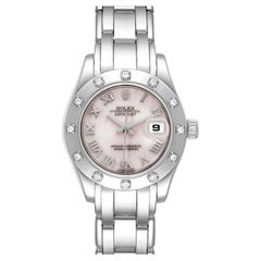 Used Rolex Masterpiece Pearlmaster White Gold MOP Dial Diamond Ladies Watch 80319