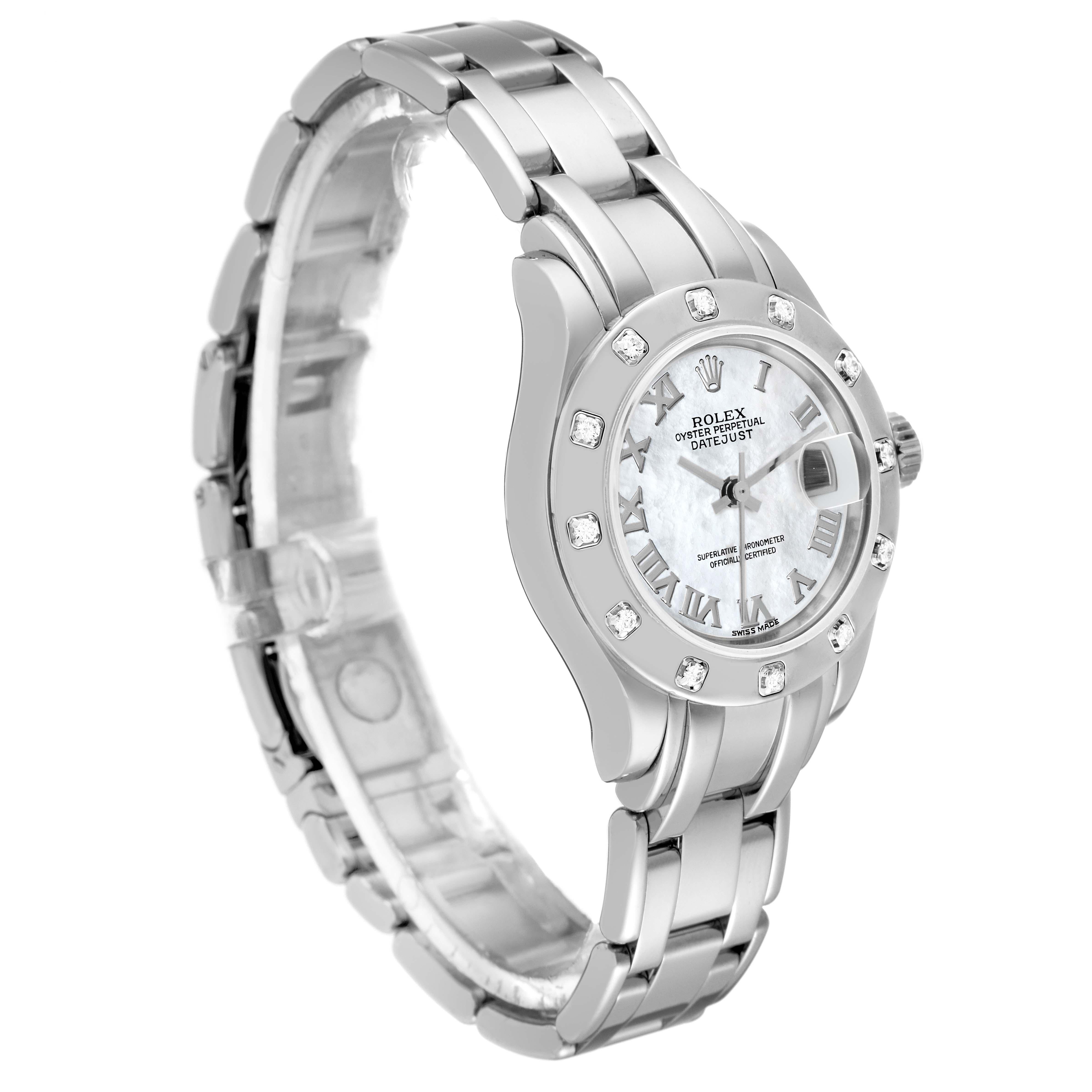 Rolex Masterpiece Pearlmaster White Gold Mother Of Pearl Diamond Ladies Watch In Excellent Condition In Atlanta, GA