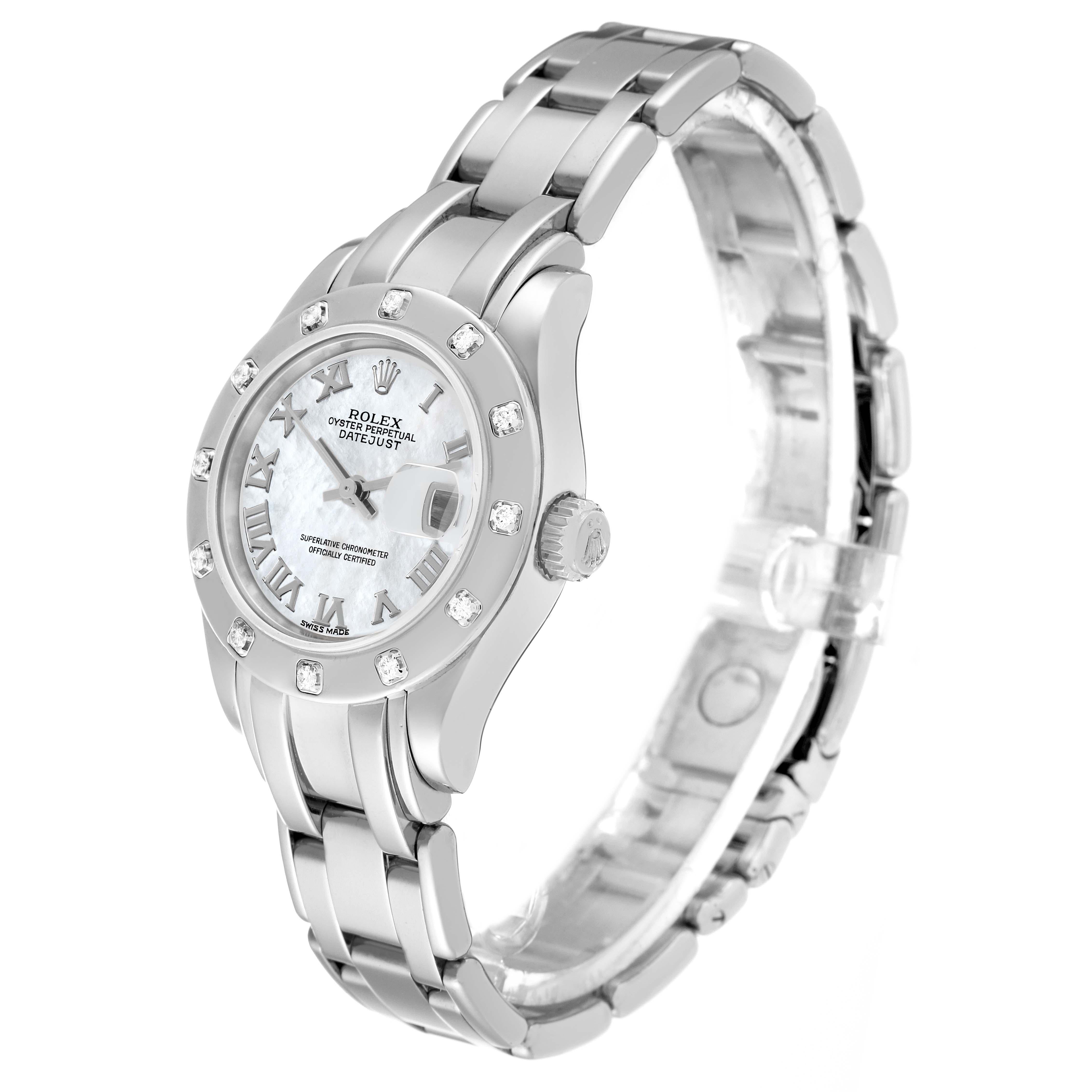 Women's Rolex Masterpiece Pearlmaster White Gold Mother Of Pearl Diamond Ladies Watch For Sale