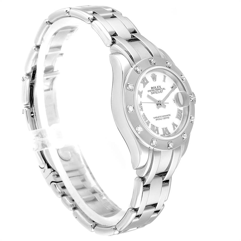 Women's Rolex Masterpiece Pearlmaster White Gold Roman Dial Diamond Watch 80319 For Sale