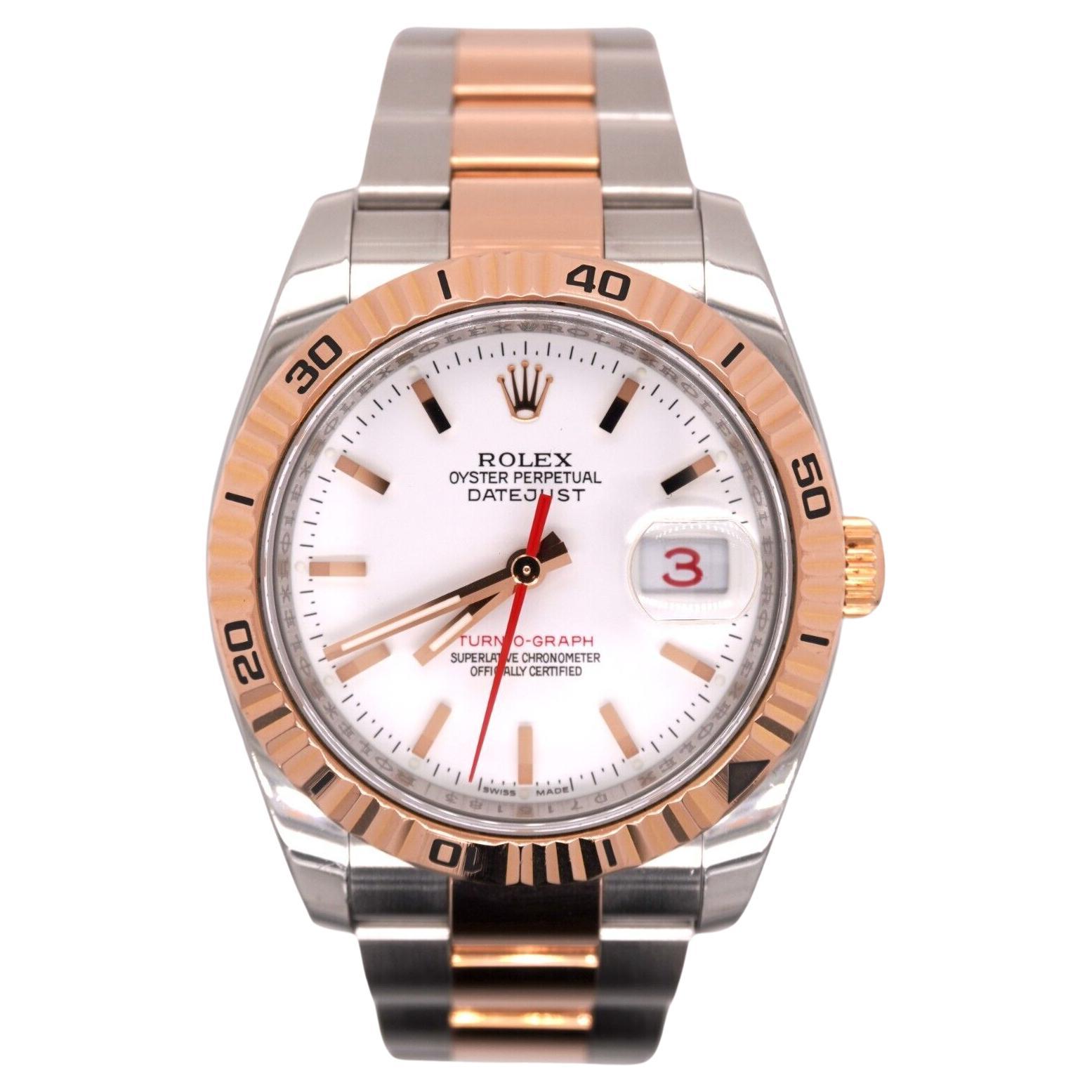 Rolex Men Datejust 36mm Turn-O-Graph 18K Rose Gold/Steel Watch Oyster 116261 For Sale