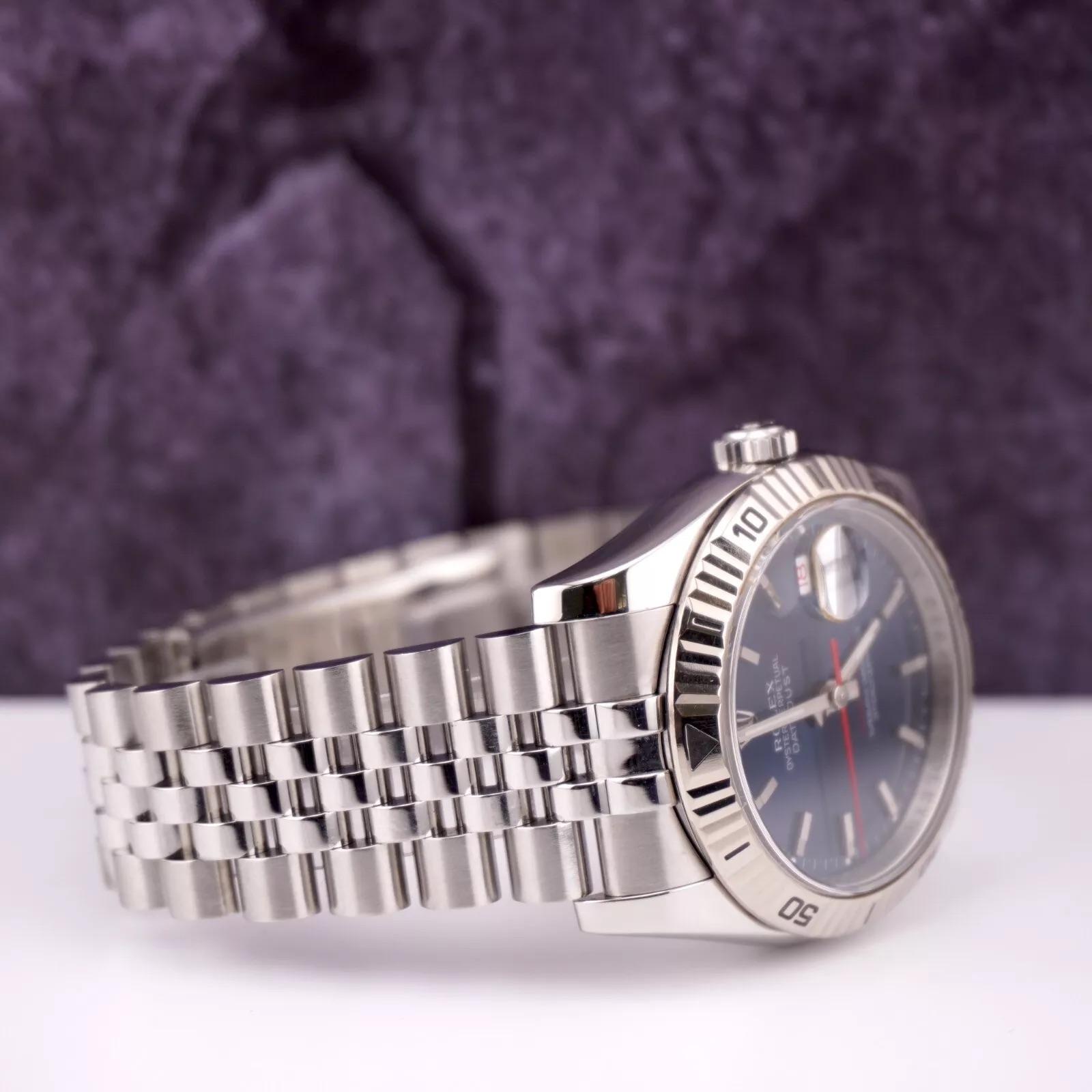 Modern Rolex Men Datejust 36mm Turn-O-Graph Steel Jubilee Blue Dial Watch Ref: 116264 For Sale