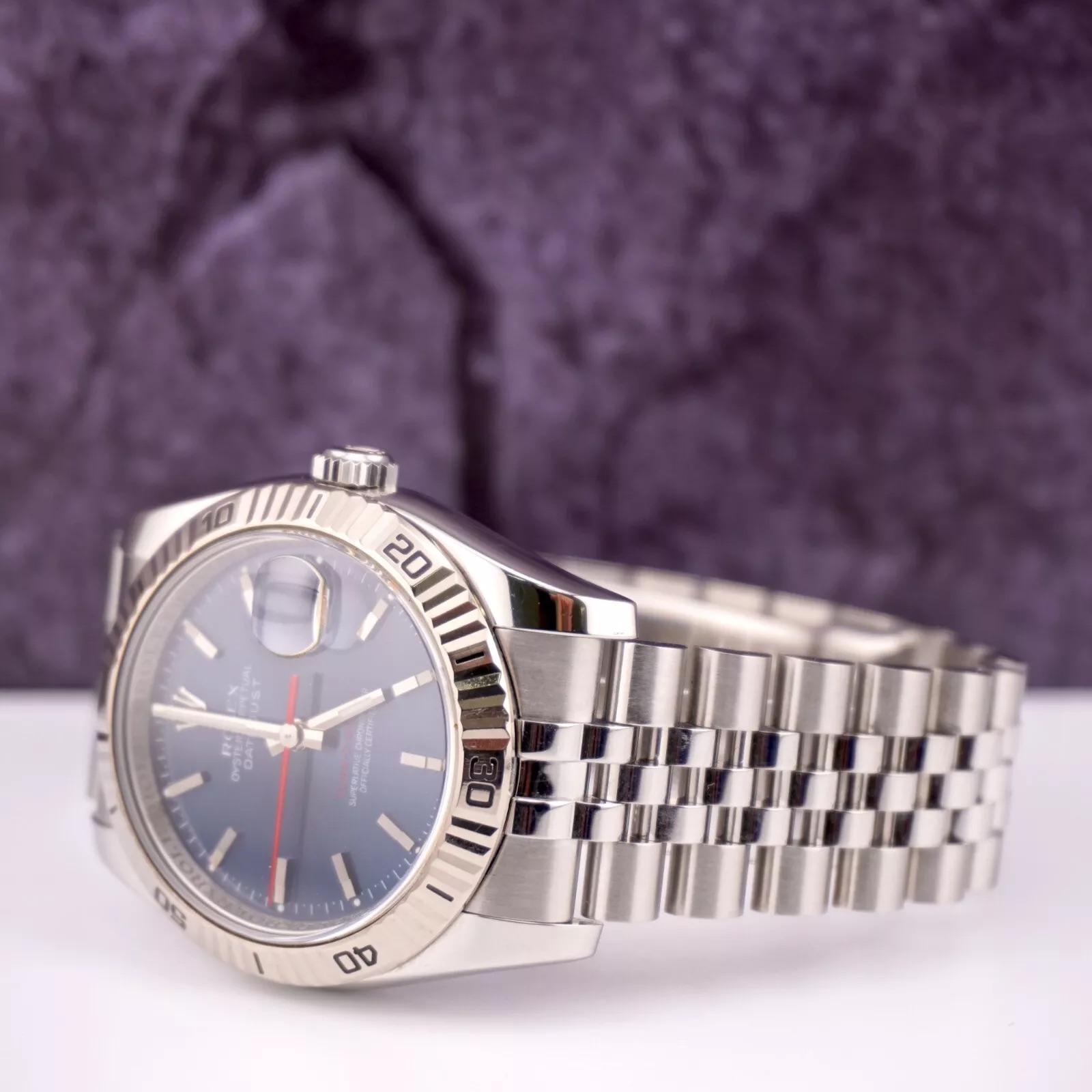 Modern Rolex Men Datejust 36mm Turn-O-Graph Steel Jubilee Blue Dial Watch Ref: 116264 For Sale