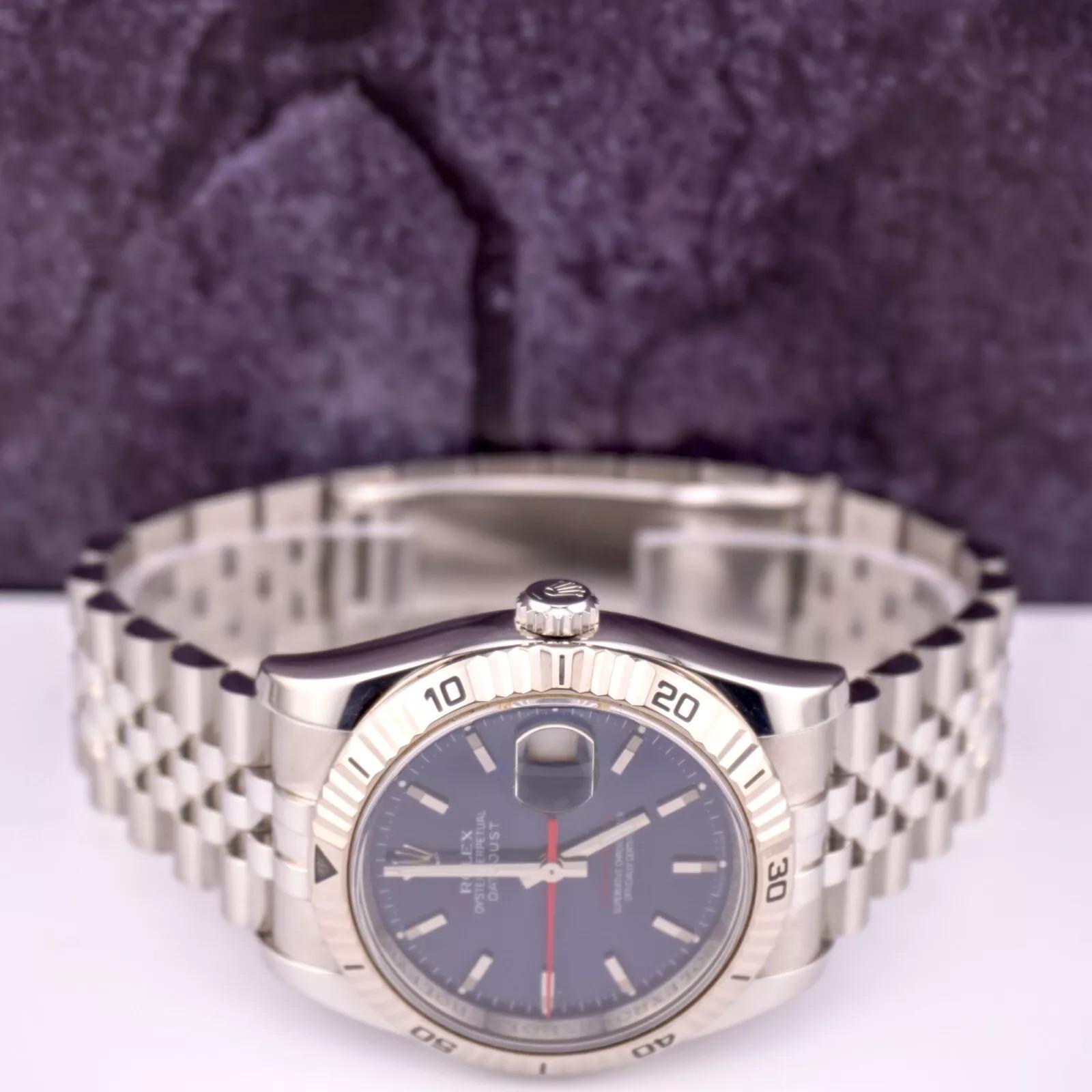 Rolex Men Datejust 36mm Turn-O-Graph Steel Jubilee Blue Dial Watch Ref: 116264 For Sale 4