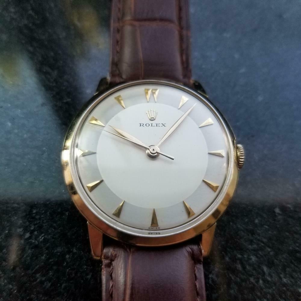 Retro Rolex Men's 14k Gold Cal.1215 Hand-Wind Dress Watch, c.1960s Swiss Vintage LV968