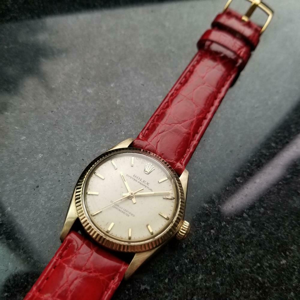 Retro Rolex Men's 14k Solid Gold 6551 Oyster Perpetual Automatic c.1956 Swiss LV925RED