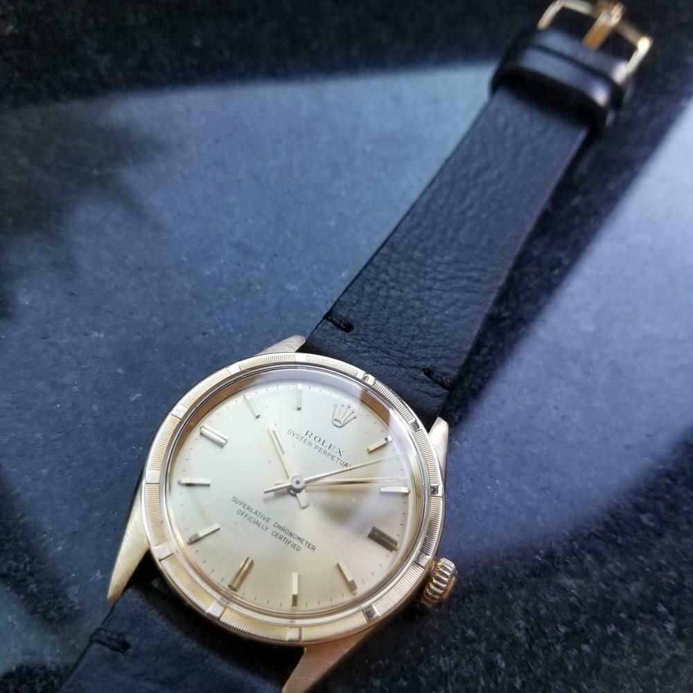 Retro Rolex Men's 18k Gold Oyster Perpetual 1007 Automatic, c.1967 Vintage Swiss LV934