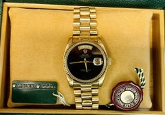 Rolex Men's 18k Yellow Gold Day-Date President Black Onyx Dial Full Set