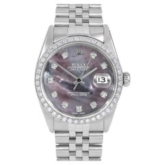 Rolex Herren Datejust Jubiläumsuhr, Schwarz MOP Diamant Zifferblatt Diamant Lünette Jubiläumsuhr