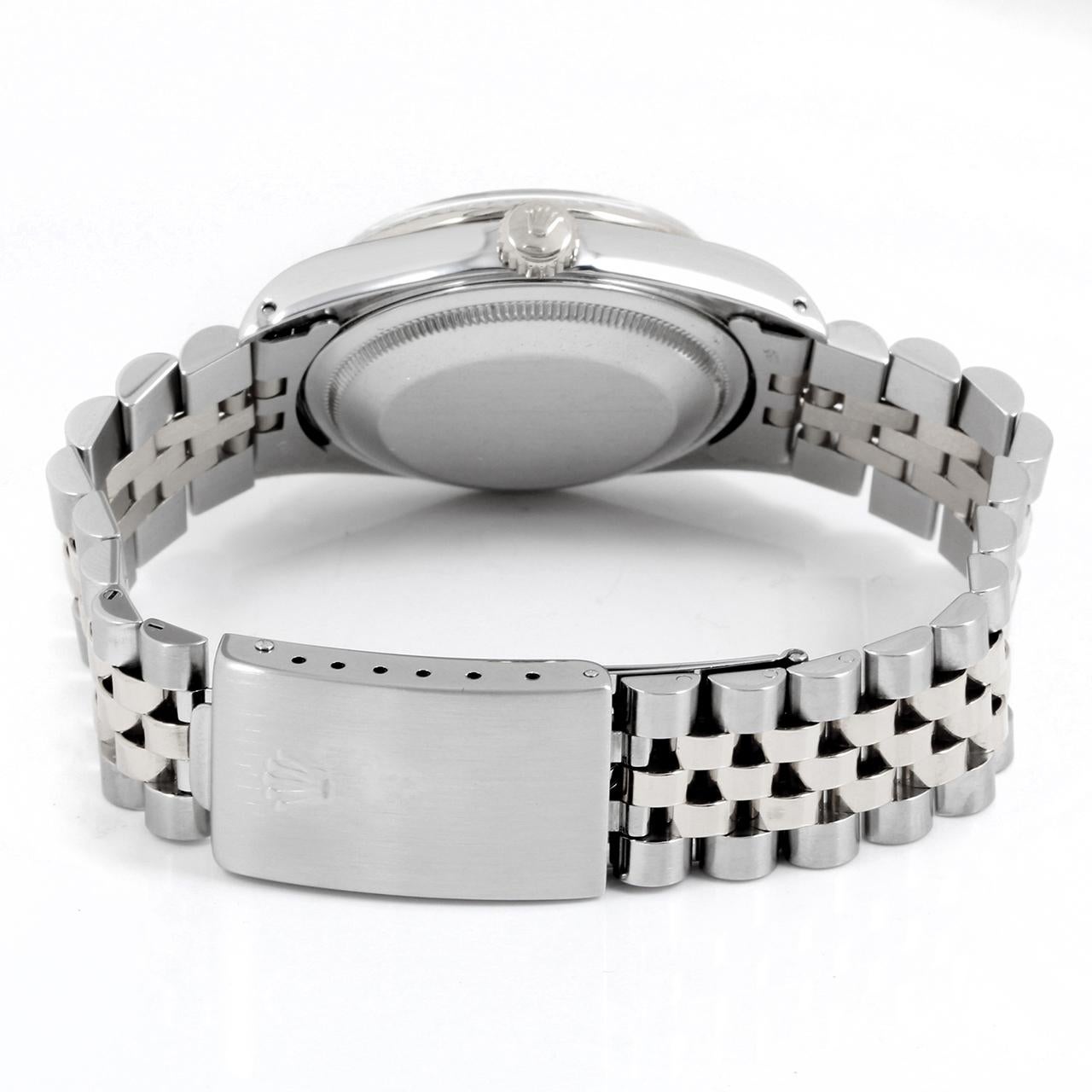Rolex Mens Datejust White Diamond Dial Diamond Bezel Jubilee Watch In Good Condition For Sale In San Fernando, CA