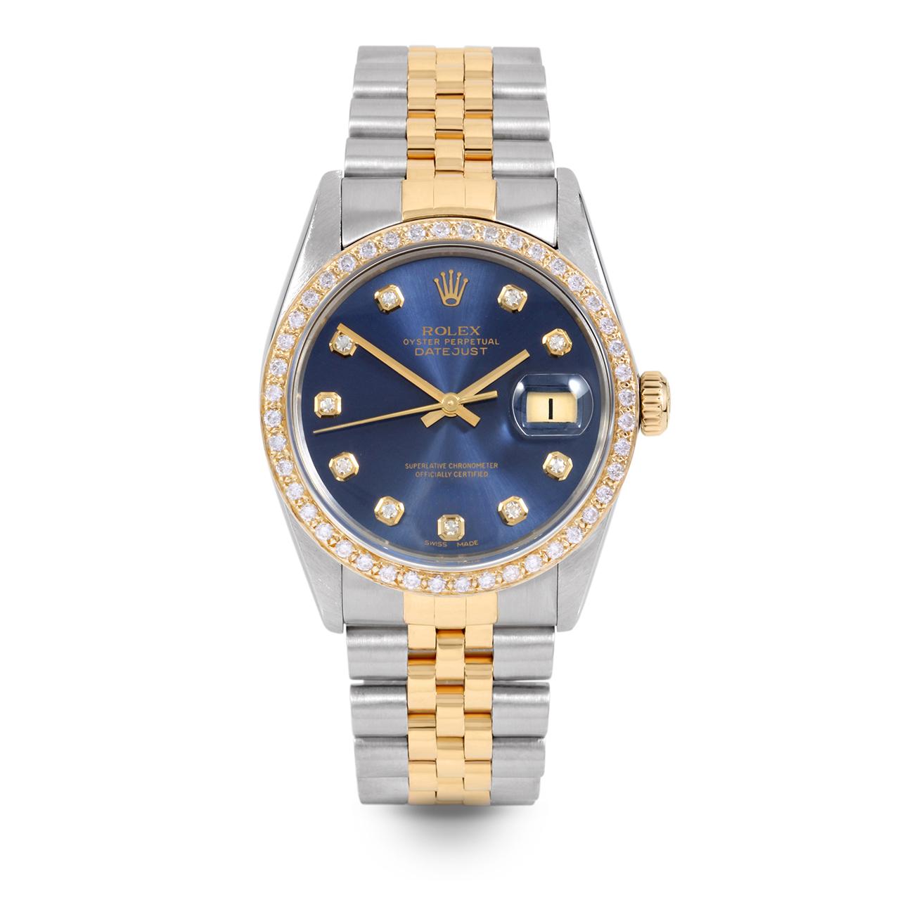 rolex datejust blue dial two tone