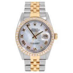 Rolex Herren TT Datejust MOP römisches Zifferblatt Diamant-Lünette-Uhr Ref#16013