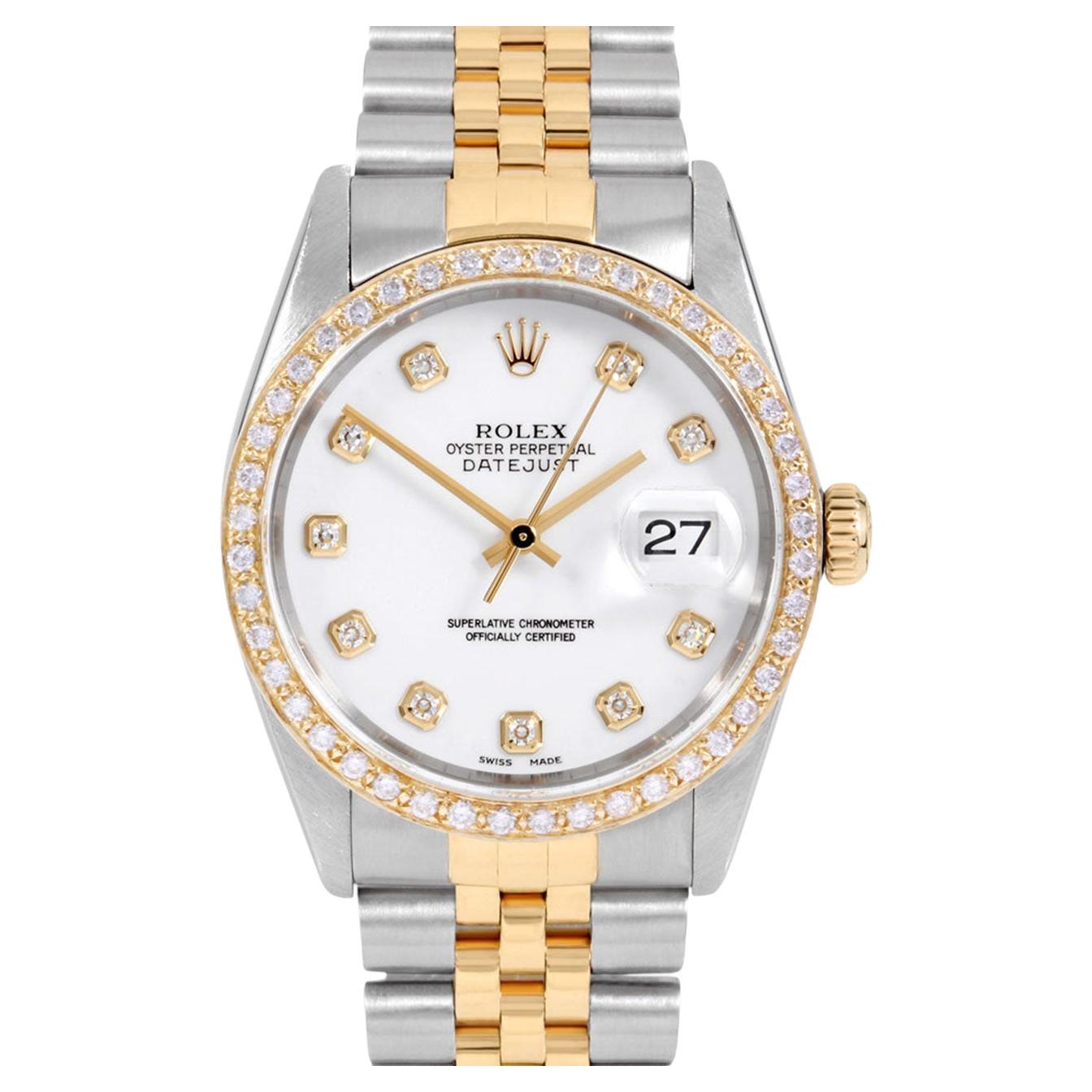 Rolex Montre Datejust Whte pour hommes TT avec cadran en diamant et lunette en diamant Réf. no 16013