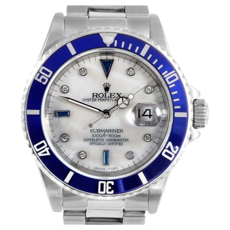 Rolex Value Rolex Mens TT Datejust MOP Roman Numeral Dial Diamond Bezel Watch Ref ...