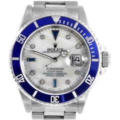 Rolex Men's 40mm Submariner 16610 Mother-Of-Pearl Sapphire Oyster Steel