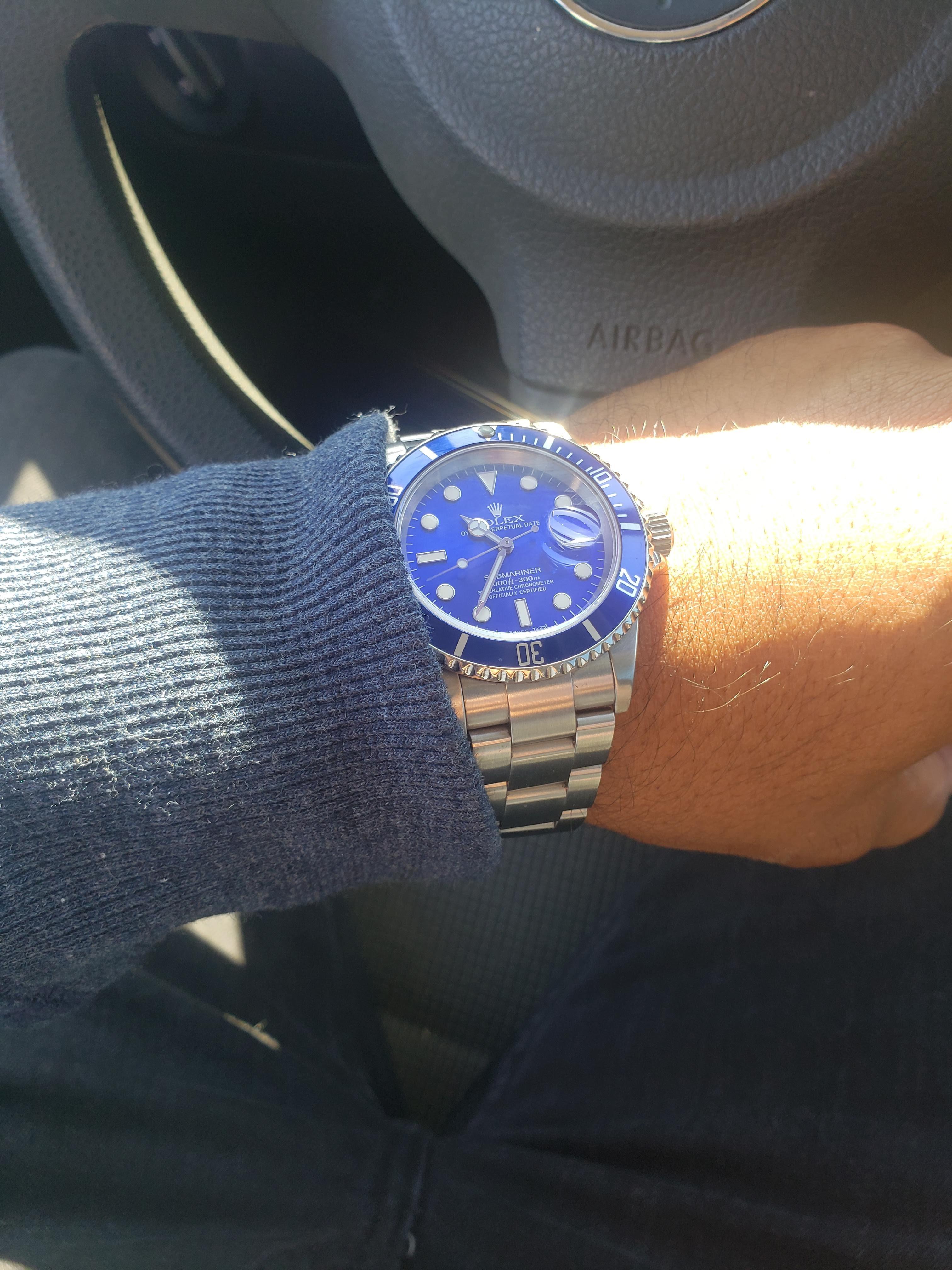 Herren Submariner 16610 Austernblau von Rolex im Zustand „Gut“ in San Fernando, CA