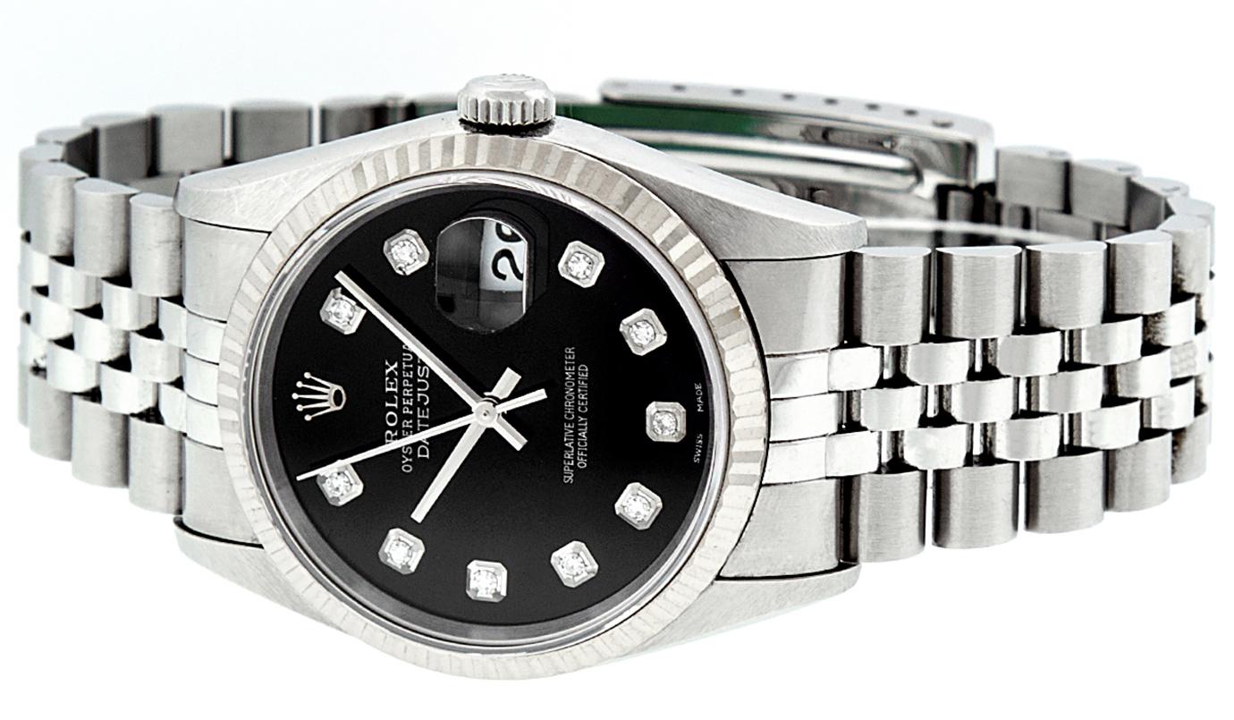 Rolex Men's Datejust 16234 Watch Steel / 18 Karat White Gold Black Diamond Dial 3