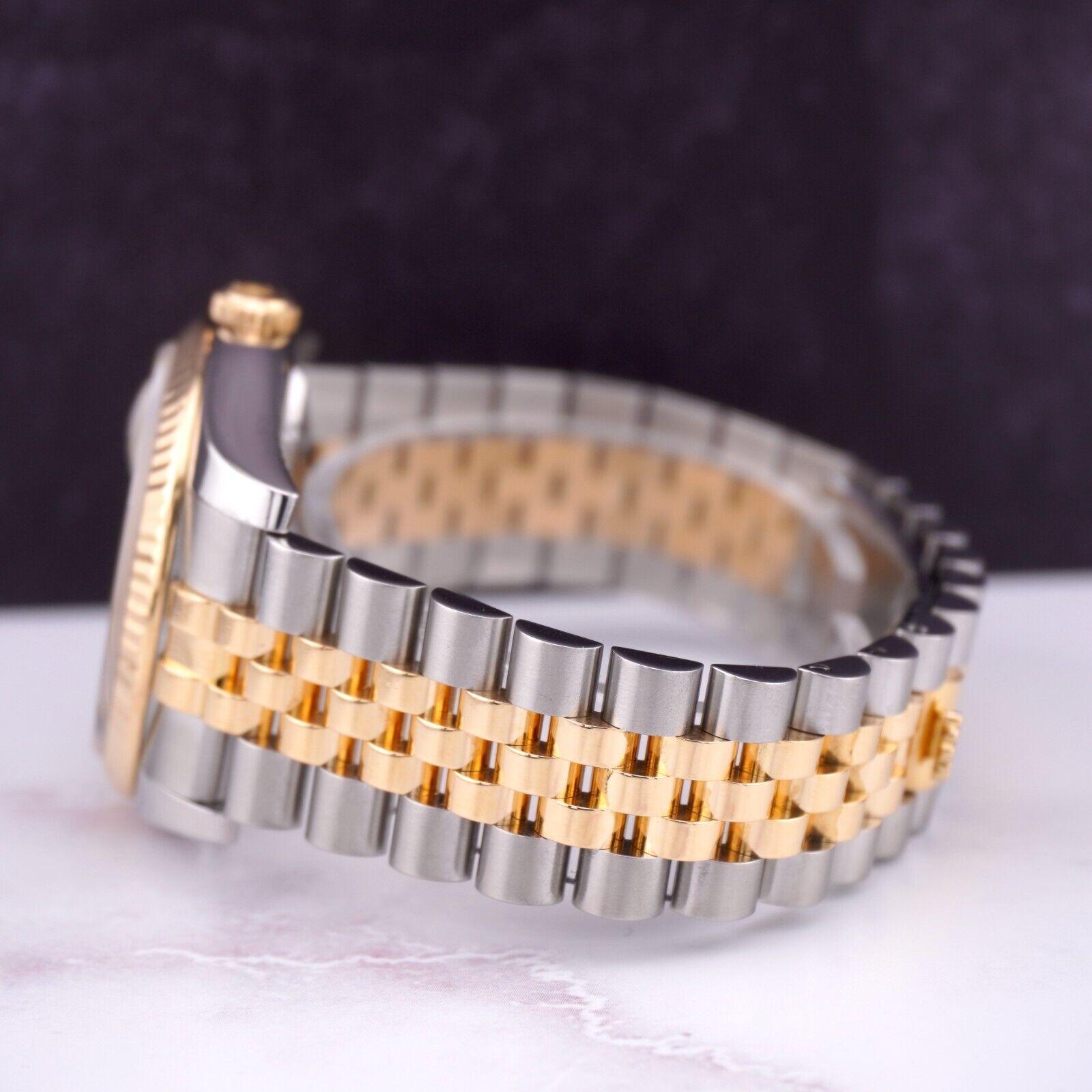 Modern Rolex Mens Datejust 36mm 18K Gold/ Steel Watch Jubilee Fluted Tuxedo Dial 116233 For Sale