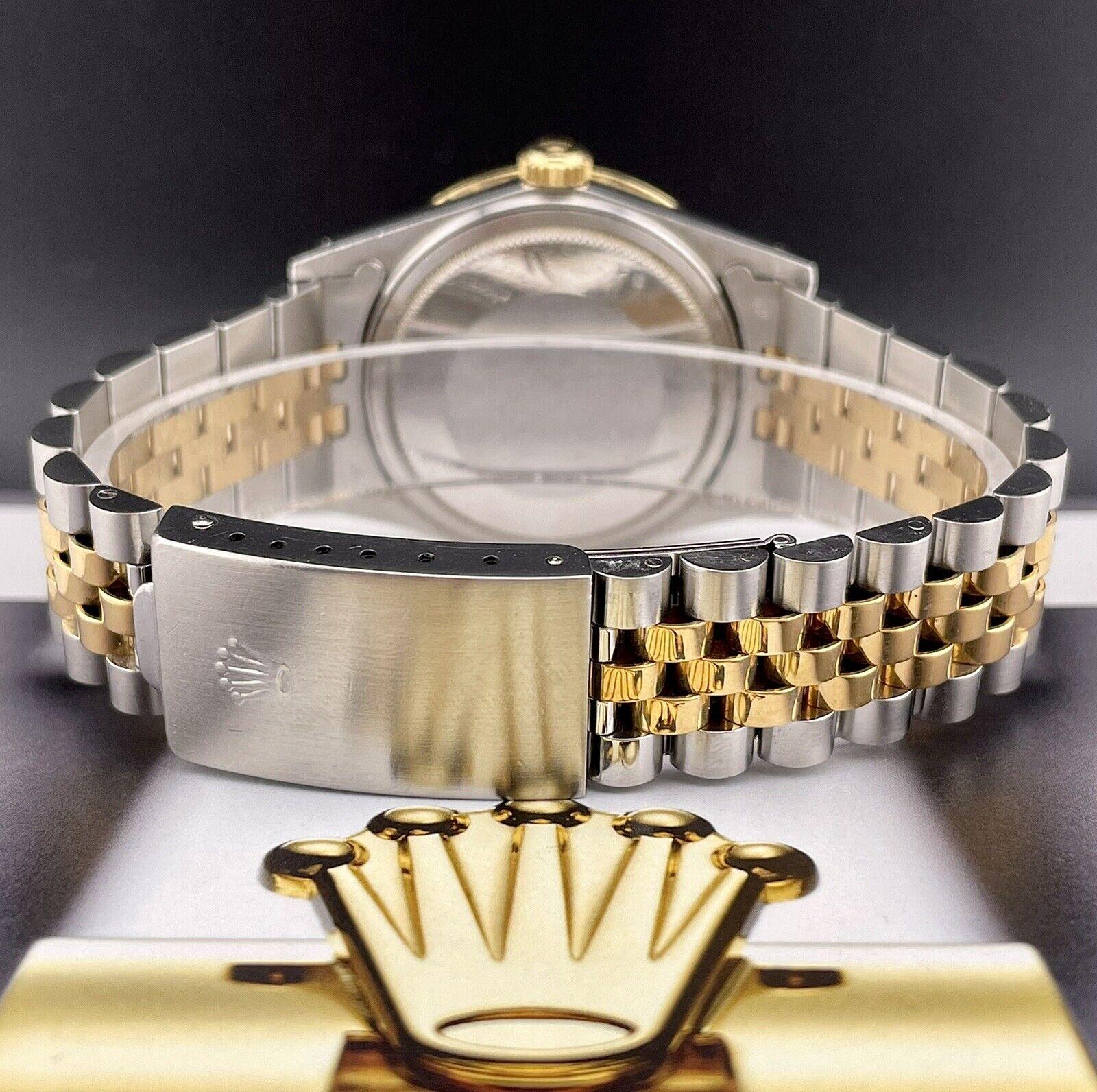 Rolex Mens Datejust 36mm 18k Yellow Gold & Steel ICED 1.75ct Diamonds Black Dial en vente 1
