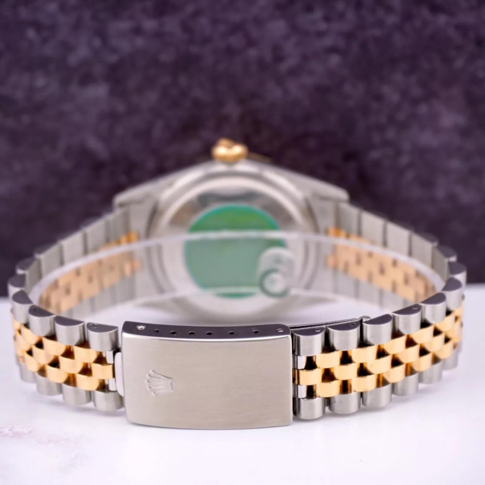 Rolex Herren Datejust 36mm 18k Gelbgold & Stahl Uhr Gold Diamant-Zifferblatt 16013 im Angebot 3