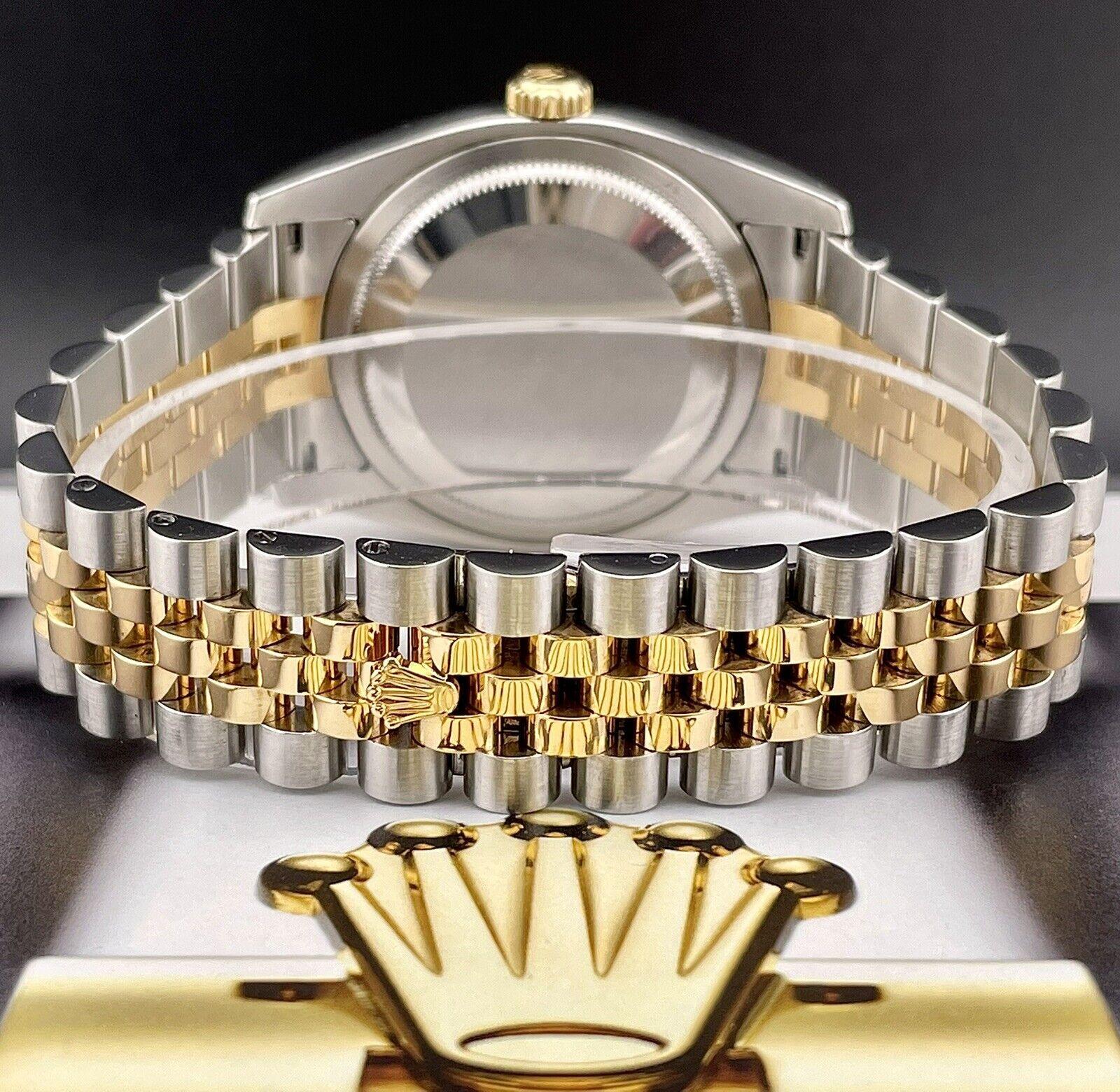 Modern Rolex Mens Datejust 36mm 18K Yellow Gold & Steel Watch Jubilee Fluted Ref 116233