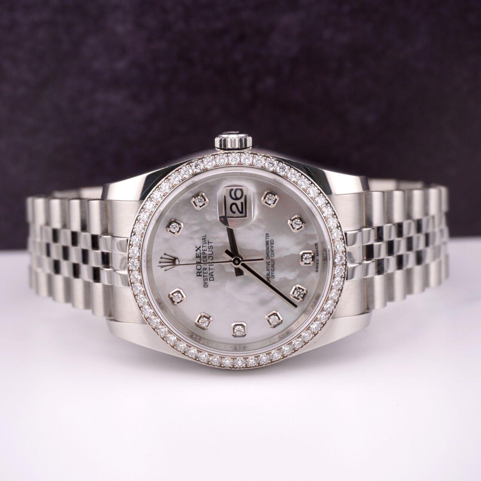 Rolex Datejust 36mm Watch

Pre-owned w/ Original Box & Card
100% Authentic Authenticity Card
Condition - (Excellent Condition) - See Pics
Watch Reference - 116244
Model - Datejust
Dial Color - White MOP
Material - Stainless Steel
Watch Will Fit