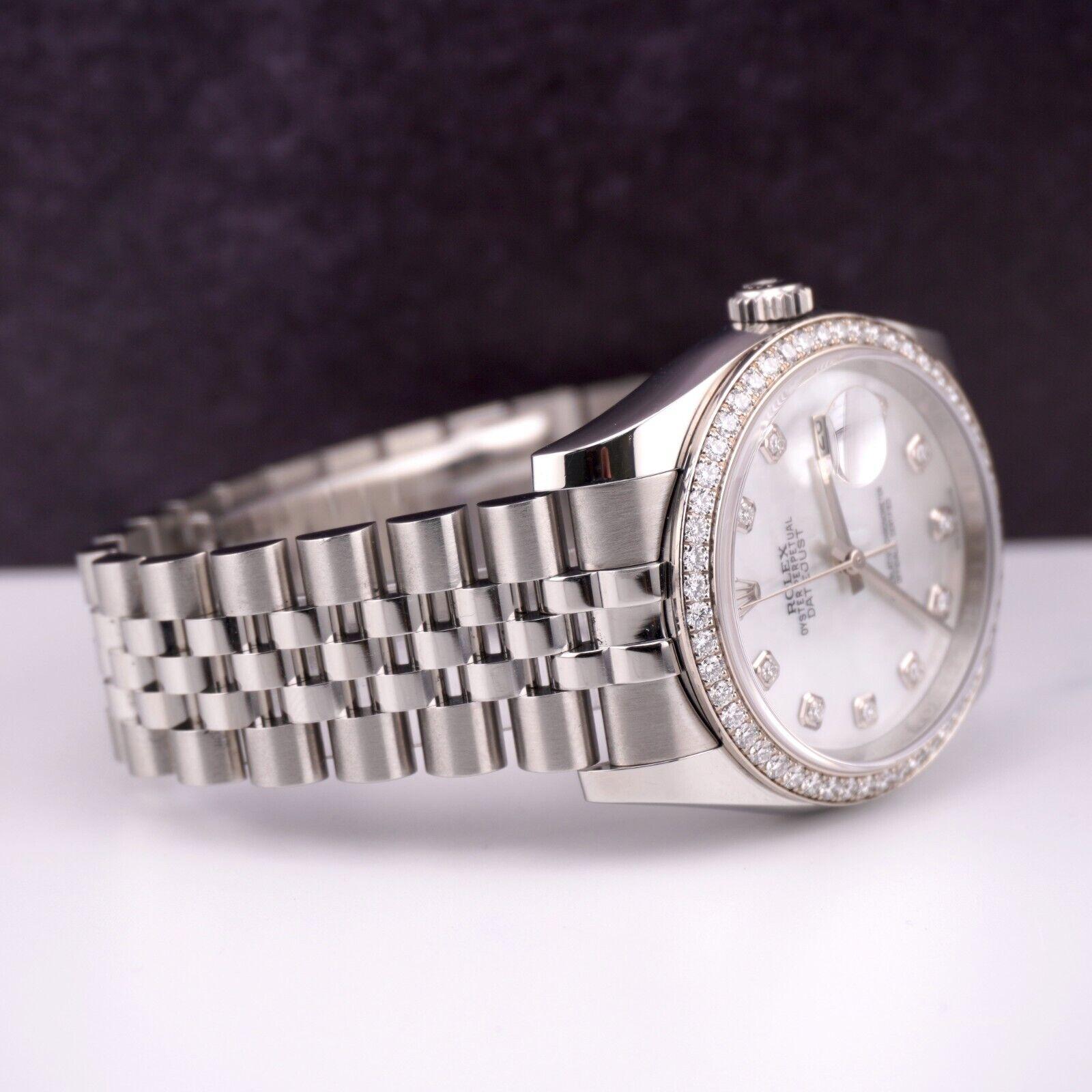 Women's or Men's Rolex Mens Datejust 36mm Stainless Steel Jubilee Diamond Dial & Bezel Ref 116244 For Sale