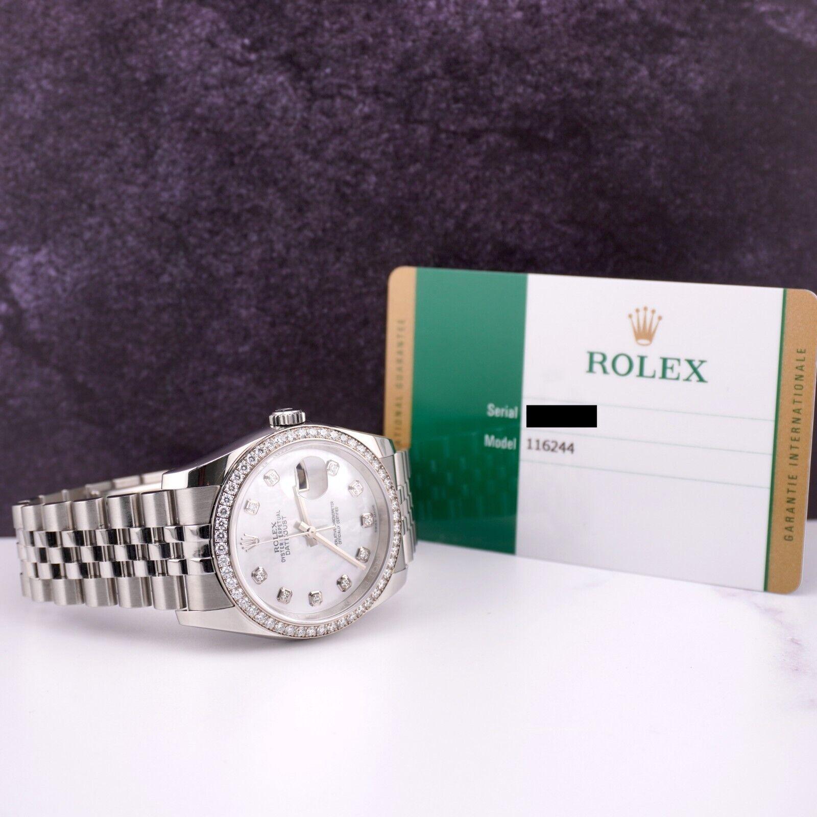 Rolex Mens Datejust 36mm Stainless Steel Jubilee Diamond Dial & Bezel Ref 116244 For Sale 3